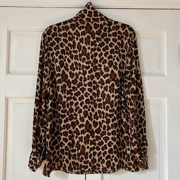 Gloria Sachs Animal Print Mock Neck Blouse Vintage Union Made in USA Top Size 10 - Picture 7 of 12